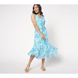 Isaac Mizrahi Live Regular Always Isaac Twist Front Mesh Midi Dress Size Medium